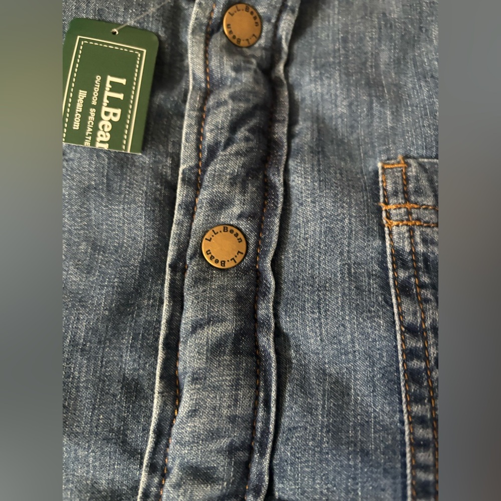 LL Bean Trucker Shacket Men's L-Tall Denim Sherpa Lined Chore Shacket Farmer Ag - Picture 4 of 13